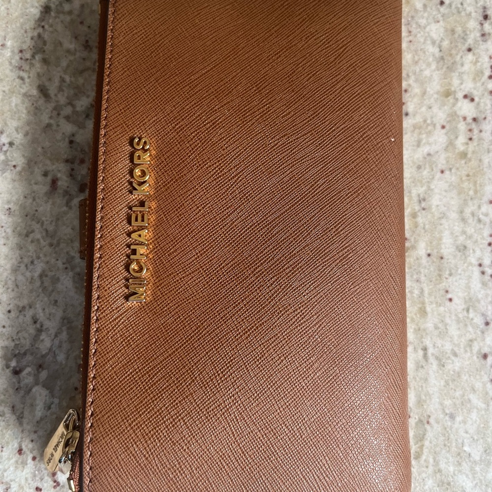 Michael Kors Tan Wallet with Gold Logo